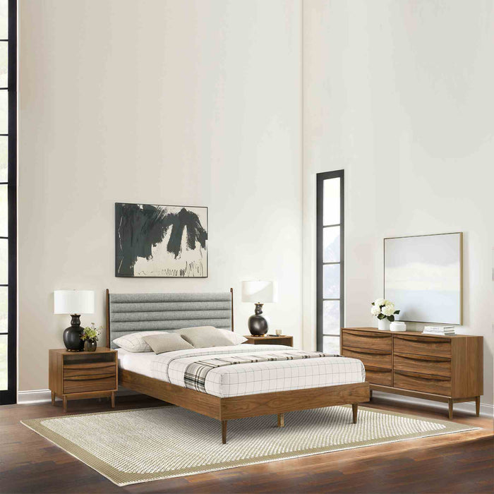 Artemio Queen Platform Wood Bed Frame in Walnut Finish