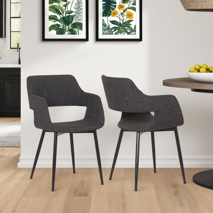 Ariana Mid-Century Charcoal Open Back Dining Accent Chair