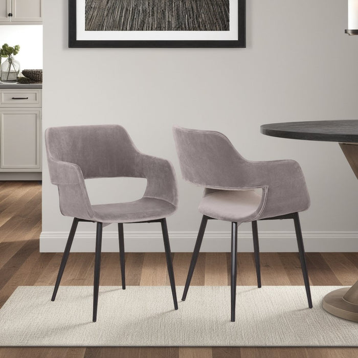 Ariana Mid-Century Gray Open Back Dining Accent Chair