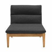 Arno Outdoor Modular Teak Wood Lounge Chair with Charcoal Olefin - Furniture City (CA)l
