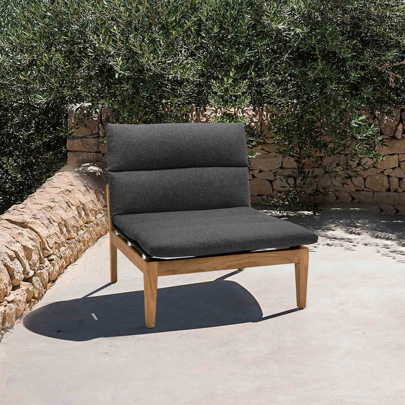 Arno Outdoor Modular Teak Wood Lounge Chair with Charcoal Olefin - Furniture City (CA)l