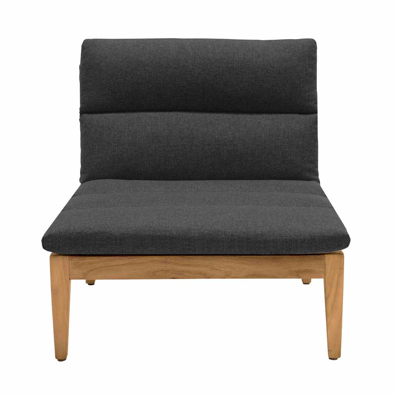 Arno Outdoor Modular Teak Wood Lounge Chair with Charcoal Olefin - Set of 2 - Furniture City (CA)l