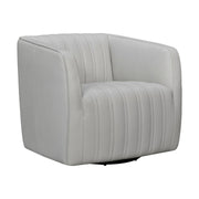 Aries Dove Gray Genuine Leather Swivel Barrel Chair - Furniture City (CA)l