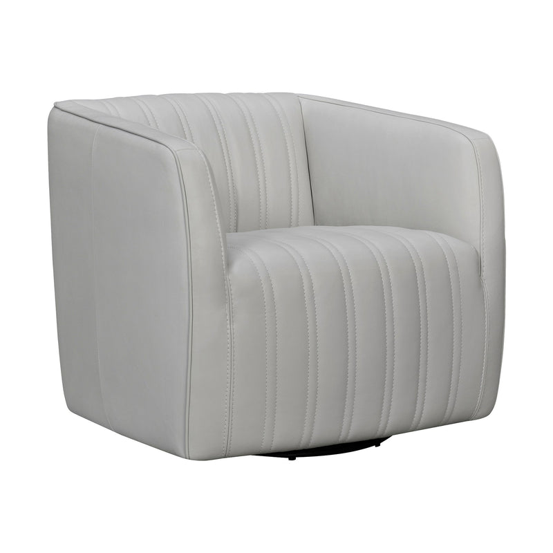 Aries Dove Gray Genuine Leather Swivel Barrel Chair - Furniture City (CA)l