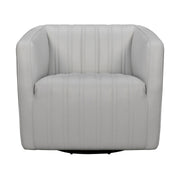 Aries Dove Gray Genuine Leather Swivel Barrel Chair - Furniture City (CA)l