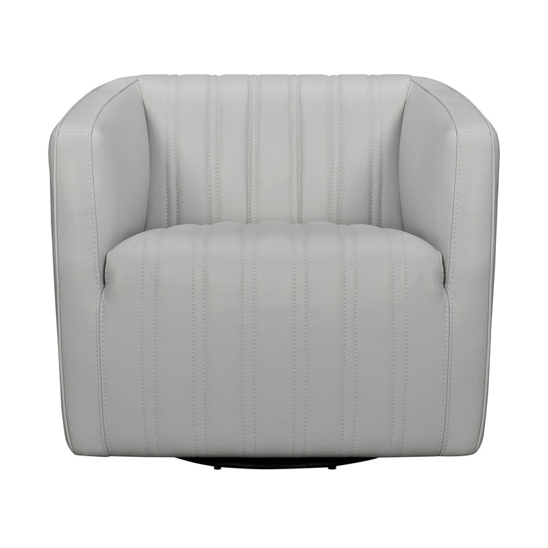 Aries Dove Gray Genuine Leather Swivel Barrel Chair - Furniture City (CA)l
