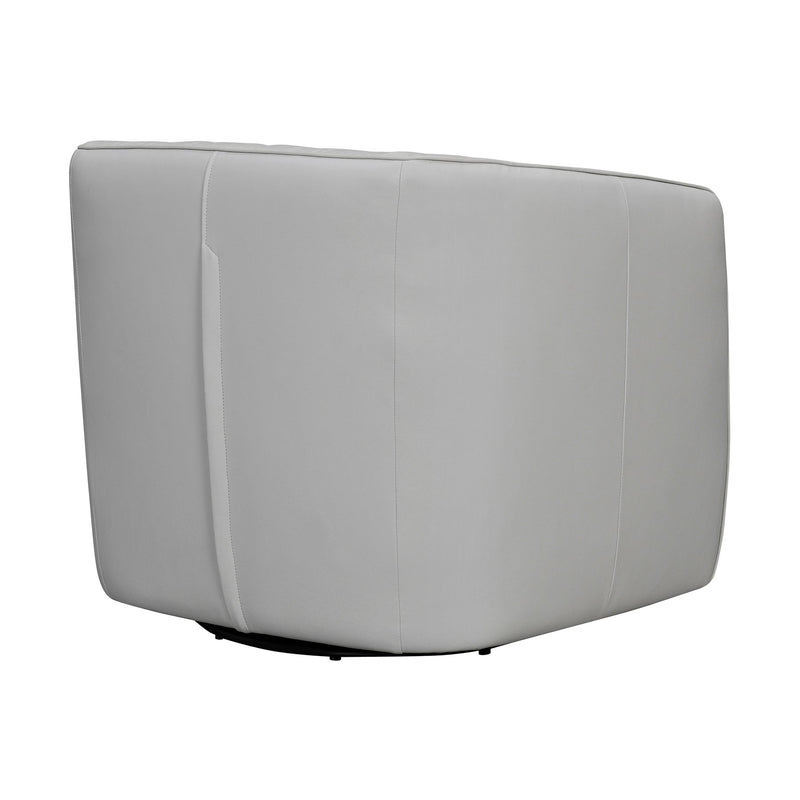 Aries Dove Gray Genuine Leather Swivel Barrel Chair - Furniture City (CA)l