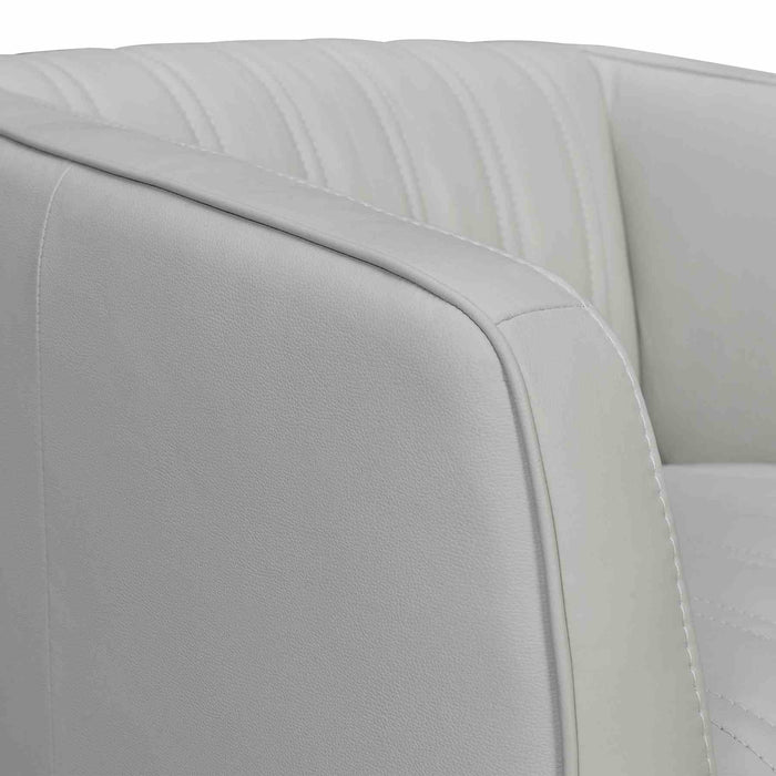 Aries Dove Gray Genuine Leather Swivel Barrel Chair