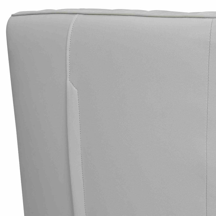 Aries Dove Gray Genuine Leather Swivel Barrel Chair