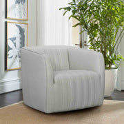 Aries Dove Gray Genuine Leather Swivel Barrel Chair - Furniture City (CA)l