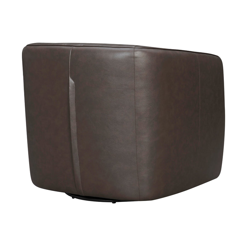 Aries Espresso Genuine Leather Swivel Barrel Chair - Furniture City (CA)l