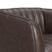 Aries Espresso Genuine Leather Swivel Barrel Chair - Furniture City (CA)l