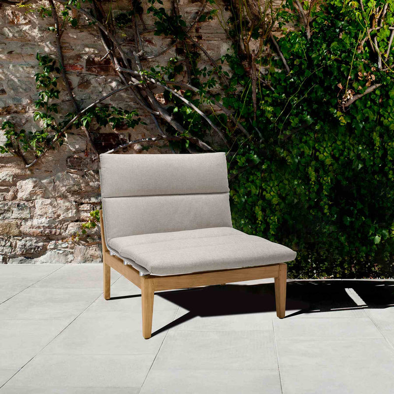 Arno Outdoor Modular Teak Wood Lounge Chair with Beige Olefin - Furniture City (CA)l