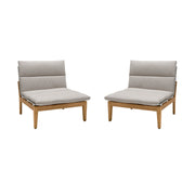 Arno Outdoor Modular Teak Wood Lounge Chair with Beige Olefin - Set of 2 - Furniture City (CA)l