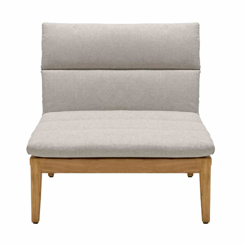 Arno Outdoor Modular Teak Wood Lounge Chair with Beige Olefin - Set of 2 - Furniture City (CA)l