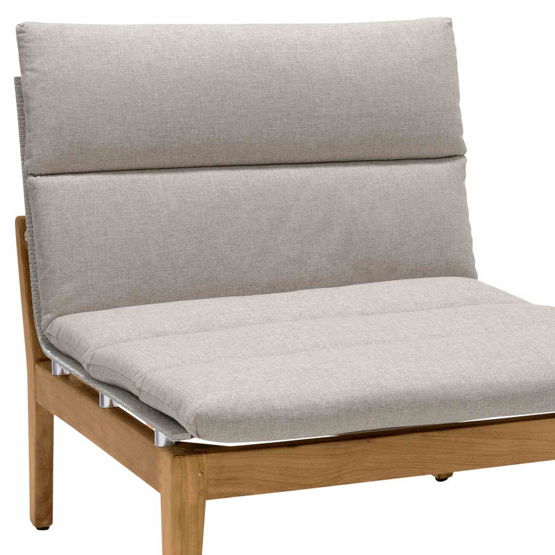 Arno Outdoor Modular Teak Wood Lounge Chair with Beige Olefin - Set of 2 - Furniture City (CA)l