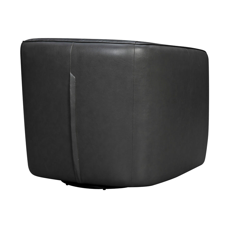 Aries Pewter Genuine Leather Swivel Barrel Chair - Furniture City (CA)l