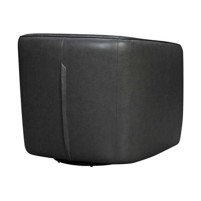 Aries Pewter Genuine Leather Swivel Barrel Chair