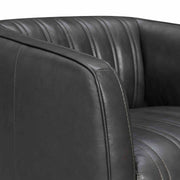 Aries Pewter Genuine Leather Swivel Barrel Chair - Furniture City (CA)l