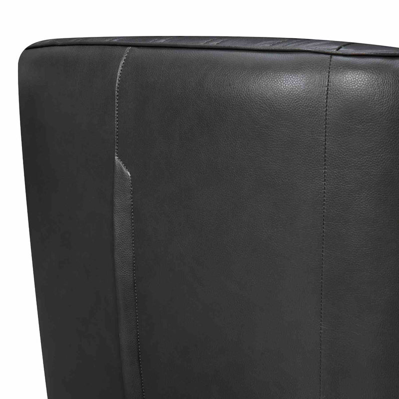 Aries Pewter Genuine Leather Swivel Barrel Chair - Furniture City (CA)l