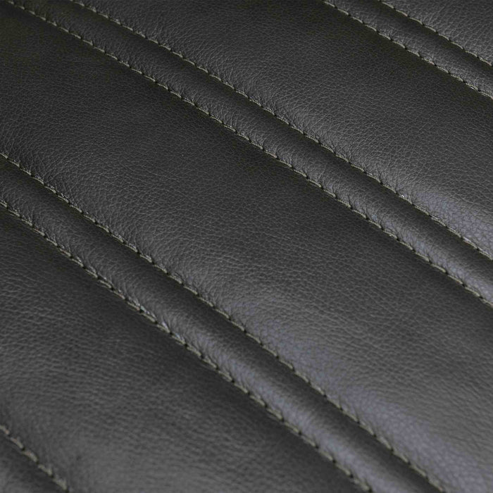 Aries Pewter Genuine Leather Swivel Barrel Chair