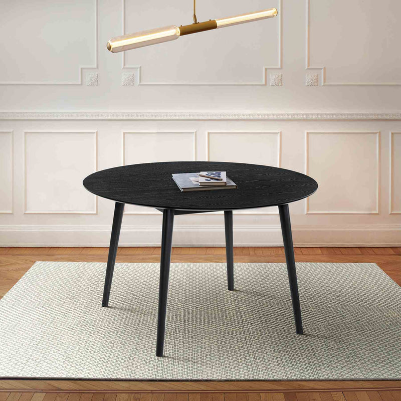 Arcadia 48" Round Dining Table in Black Wood - Furniture City (CA)l
