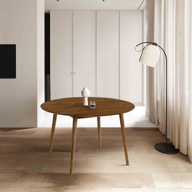 Arcadia 48" Round Dining Table in Walnut Wood - Furniture City (CA)l