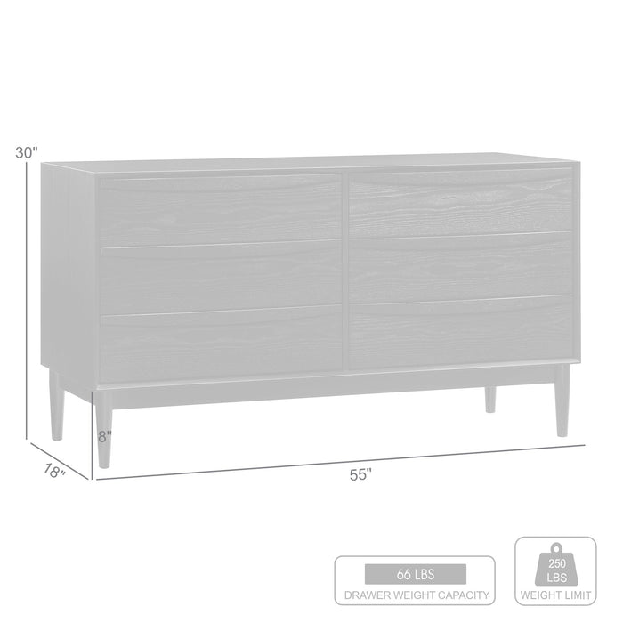 Artemio 6 Drawer Wood Dresser in Black Finish