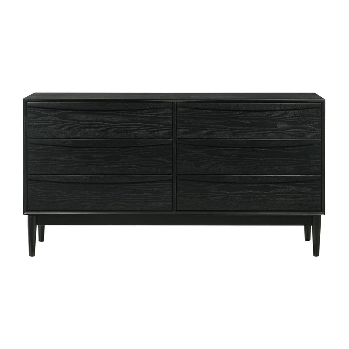 Artemio 6 Drawer Wood Dresser in Black Finish
