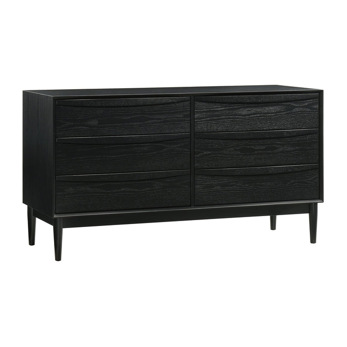 Artemio 6 Drawer Wood Dresser in Black Finish