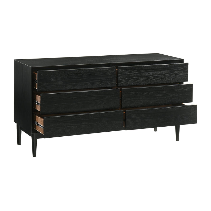 Artemio 6 Drawer Wood Dresser in Black Finish - Furniture City (CA)l