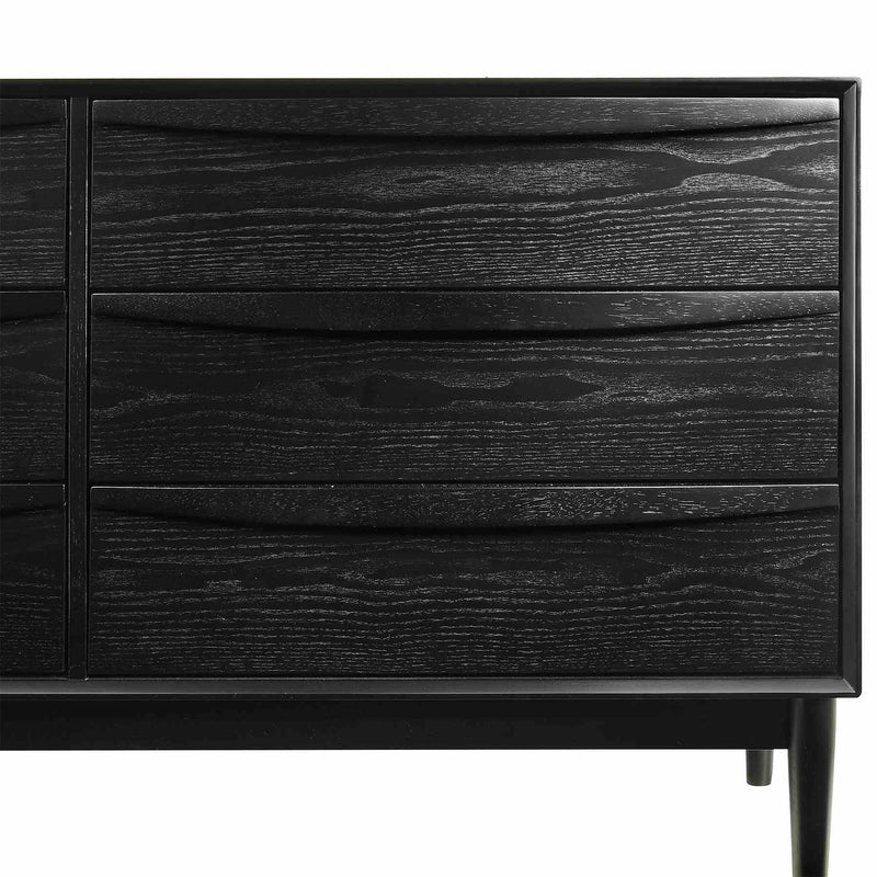 Artemio 6 Drawer Wood Dresser in Black Finish - Furniture City (CA)l