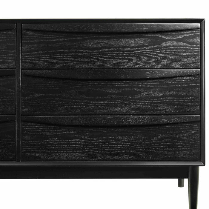 Artemio 6 Drawer Wood Dresser in Black Finish
