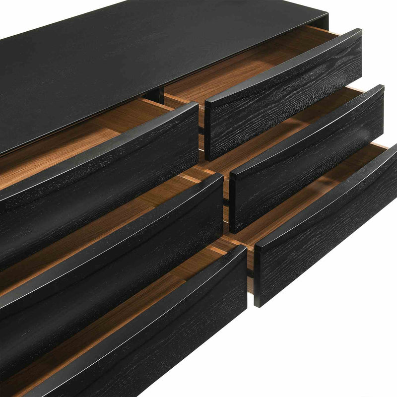 Artemio 6 Drawer Wood Dresser in Black Finish - Furniture City (CA)l