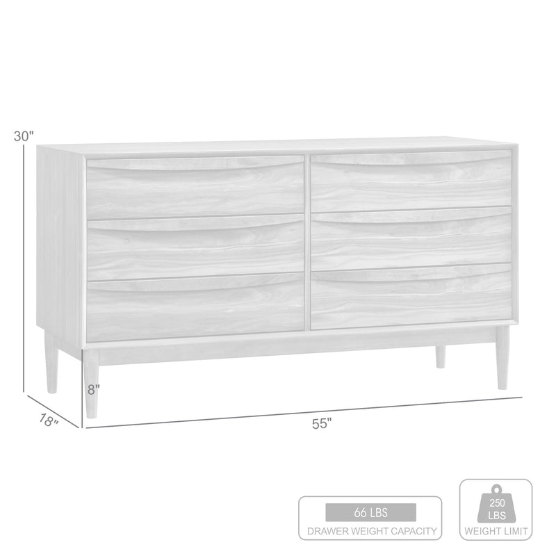 Artemio 6 Drawer Wood Dresser in Walnut Finish - Furniture City (CA)l