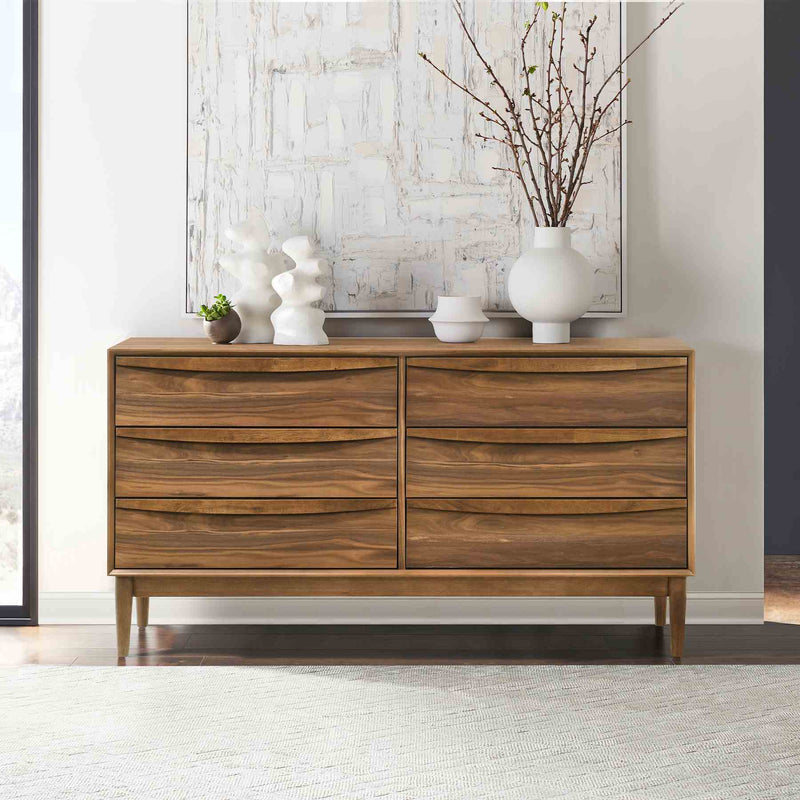 Artemio 6 Drawer Wood Dresser in Walnut Finish - Furniture City (CA)l