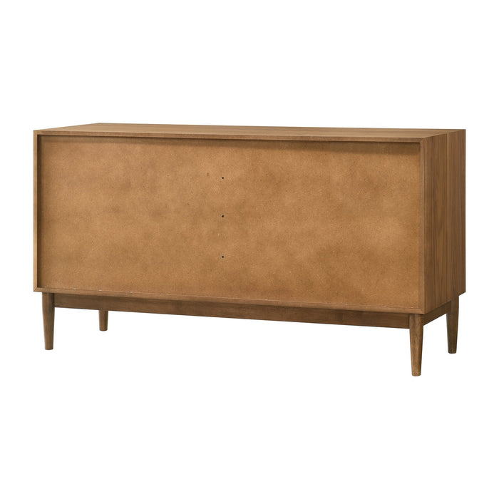 Artemio 6 Drawer Wood Dresser in Walnut Finish
