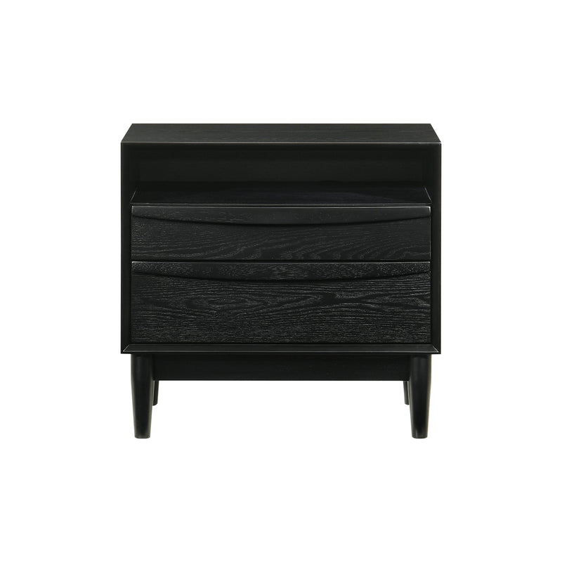 Artemio 2 Drawer Wood Nightstand with Shelf in Black Finish - Furniture City (CA)l