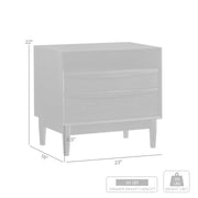 Artemio 2 Drawer Wood Nightstand with Shelf in Black Finish - Furniture City (CA)l