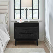 Artemio 2 Drawer Wood Nightstand with Shelf in Black Finish - Furniture City (CA)l