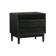 Artemio 2 Drawer Wood Nightstand with Shelf in Black Finish - Furniture City (CA)l