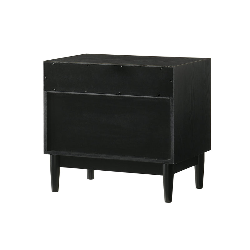 Artemio 2 Drawer Wood Nightstand with Shelf in Black Finish - Furniture City (CA)l