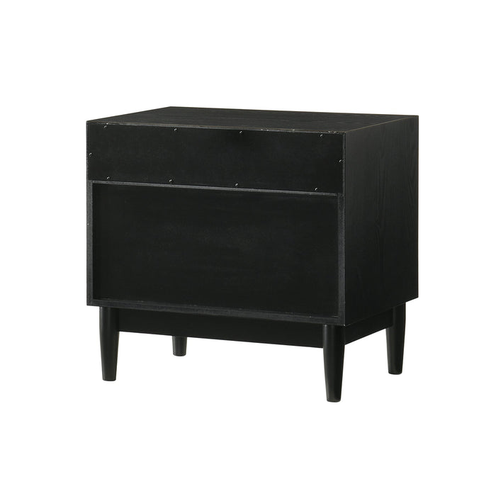 Artemio 2 Drawer Wood Nightstand with Shelf in Black Finish