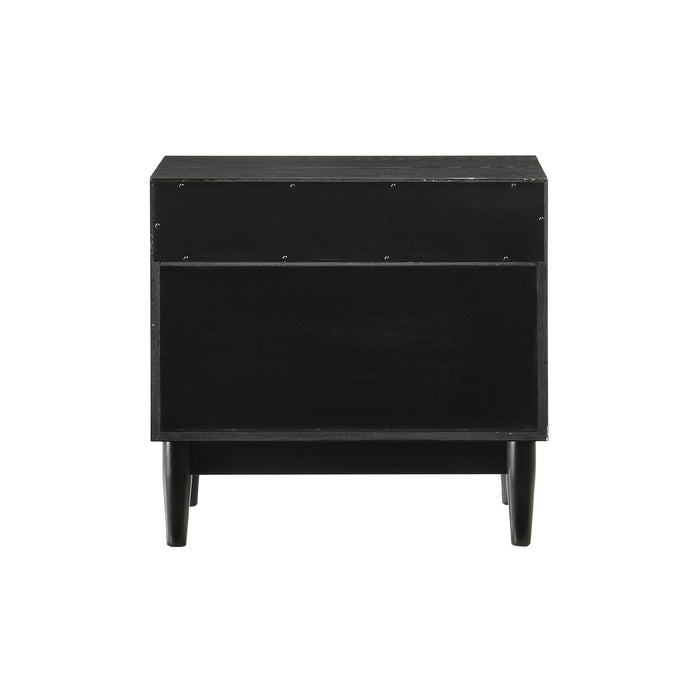 Artemio 2 Drawer Wood Nightstand with Shelf in Black Finish