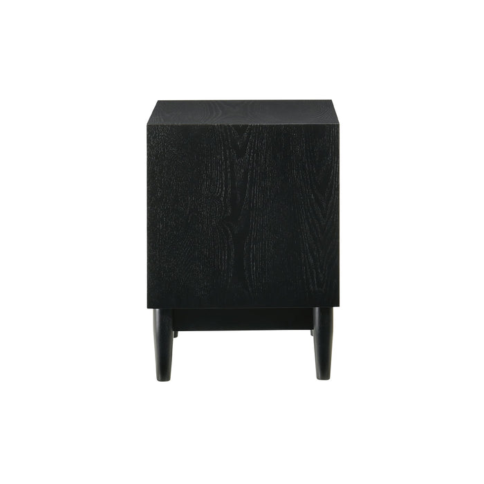Artemio 2 Drawer Wood Nightstand with Shelf in Black Finish