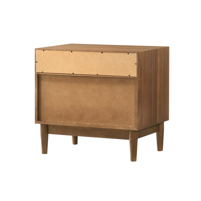 Artemio 2 Drawer Wood Nightstand with Shelf in Walnut Finish