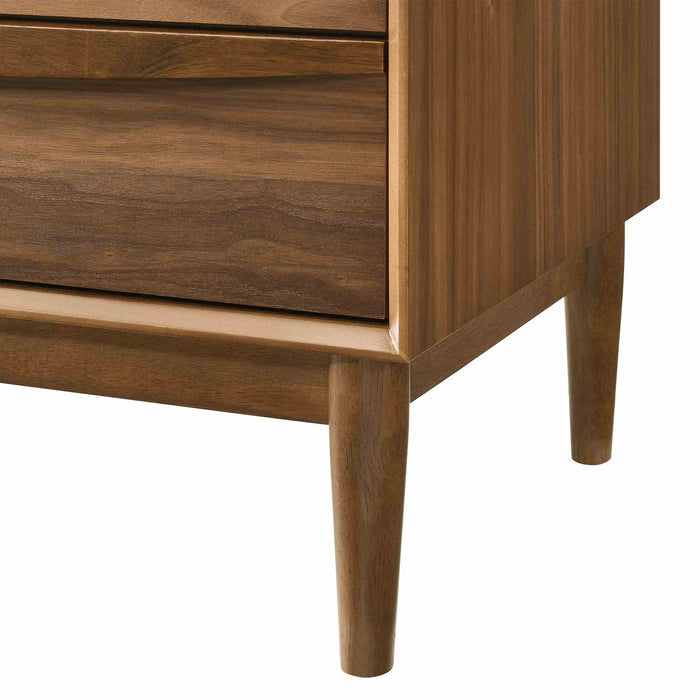 Artemio 2 Drawer Wood Nightstand with Shelf in Walnut Finish