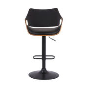 Aspen Adjustable Swivel Black Faux Leather and Walnut Wood Bar Stool with Black Base - Furniture City (CA)l