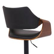 Aspen Adjustable Swivel Black Faux Leather and Walnut Wood Bar Stool with Black Base - Furniture City (CA)l