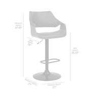 Aspen Adjustable Swivel Black Faux Leather and Walnut Wood Bar Stool with Black Base - Furniture City (CA)l